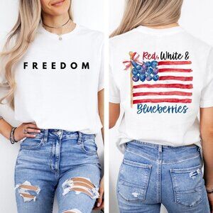 Red White and Blueberries Freedom Charlie Kirk USA Flag Shirt, Memorial Freedom